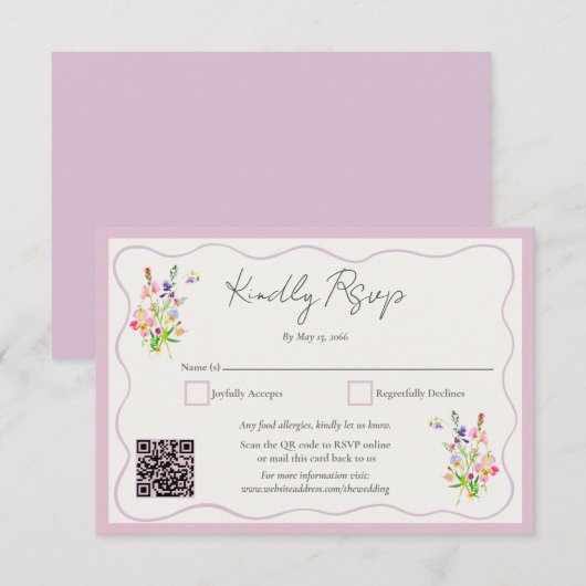 Romantic Garden Floral Wedding  RSVP Karte (Vorne/Hinten)