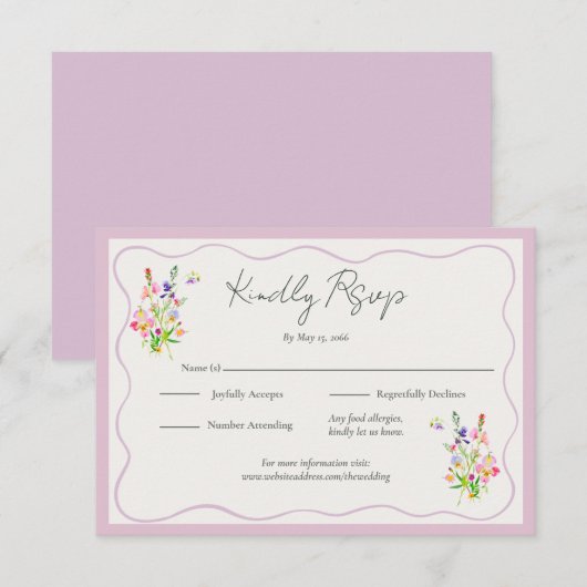 Romantic Garden Floral Wedding  RSVP Karte (Vorne/Hinten)