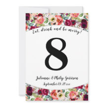 Romantic Garden Floral Wedding Tischnummer Card