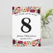 Romantic Garden Floral Wedding Tischnummer Card (Stehend Vorderseite)