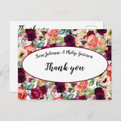 Romantic Garden Floral Wedge Vielen Dank Postkarte (Vorne/Hinten)