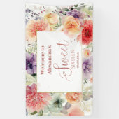 Romantic Garden Florals Sweet Sixteen Banner (Vertikal)