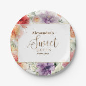 Romantic Garden Florals Sweet Sixteen Pappteller (Vorderseite)