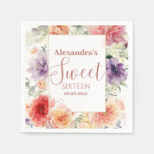 Romantic Garden Florals Sweet Sixteen Serviette (Vorderseite)