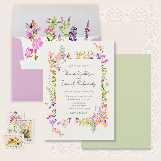 Romantic Garden Green Floral Wedding  Einladung