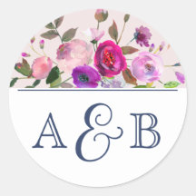 Romantic Garden Monogram Wedding Umschlag Aufklebe