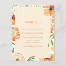 Romantic Garden Peach Floral Wedding Finer Details Begleitkarte