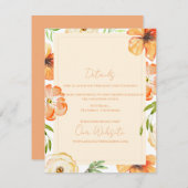 Romantic Garden Peach Floral Wedding Information Begleitkarte (Vorne/Hinten)