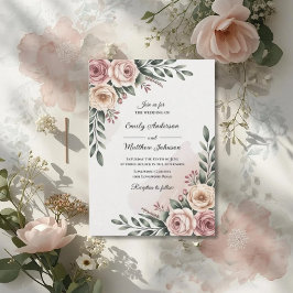 Romantic Garden Rose Wedding Invitation Einladung