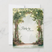 Romantic Garden String Lights QR Code Wedding  RSVP Karte (Vorderseite)