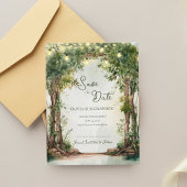 Romantic Garden String Lights Save the Date Ankündigung