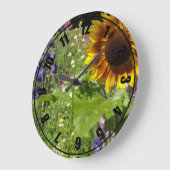 Romantic Garden Sunflowers Große Wanduhr (Winkel)