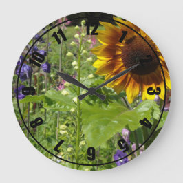 Romantic Garden Sunflowers Große Wanduhr
