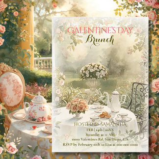 Romantic Garden Tea Galentine Brunch Soft Florals Einladung
