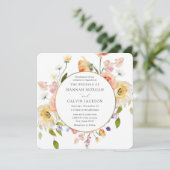 Romantic Garden Wreath Wedding Invitation Einladung (Stehend Vorderseite)