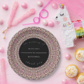 Romantic Geometric Mandala soft Pink Black Pappteller (Party)