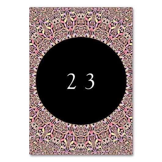 Romantic Geometric Mandala soft Pink Black Round Tischnummer (Vorderseite)