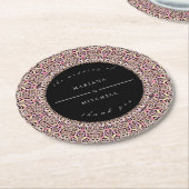 Romantic Geometric Mandala soft Pink Black Runder Pappuntersetzer (Angewinkelt)