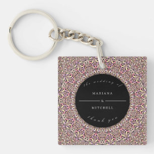 Romantic Geometric Mandala soft Pink Black Schlüsselanhänger