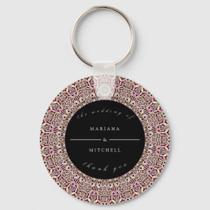 Romantic Geometric Mandala soft Pink Black Schlüsselanhänger