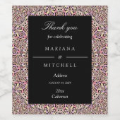 Romantic Geometric Mandala soft Pink Black Weinetikett (Einzelnes Label)