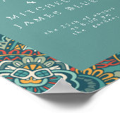 Romantic Geometric Mandala weich blau grau und rot Poster (Ecke)