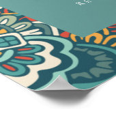Romantic Geometric Mandala weich blau grau und rot Poster (Ecke)