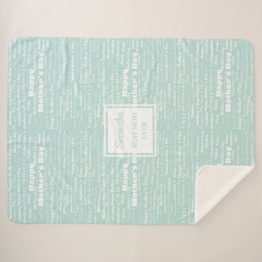 Romantic Gift for Mom Soft Green Script Blanket Sherpadecke (Vorderseite (Horizontal))