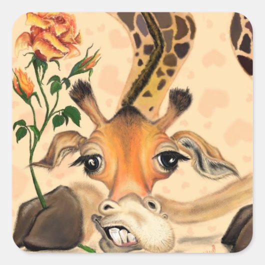 Romantic Giraffe with Rose Sticker Your Text Name (Vorderseite)
