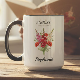 Romantic Gladiolus & Poppy August Birth Month Tasse