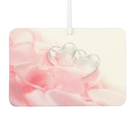 Romantic Glass Hearts Rose Petals Autolufterfrischer (Vorderseite)