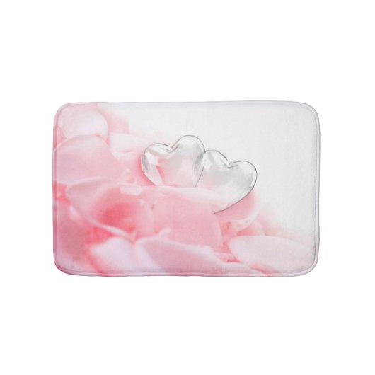 Romantic Glass Hearts Rose Petals Badematte (Vorderseite)