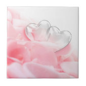 Romantic Glass Hearts Rose Petals Fliese (Vorderseite)