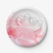 Romantic Glass Hearts Rose Petals Pappteller (Vorderseite)
