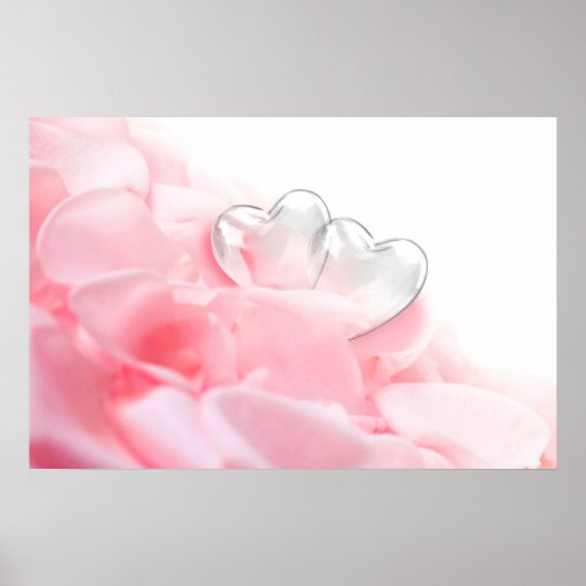 Romantic Glass Hearts Rose Petals Poster (Vorne)