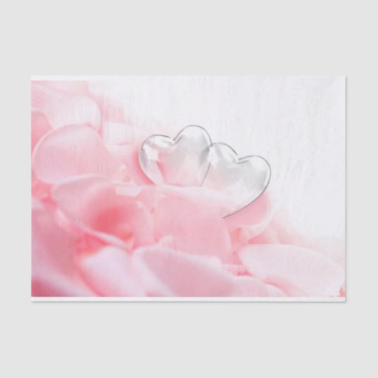 Romantic Glass Hearts Rose Petals Seidenpapier (Vorderseite)