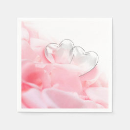 Romantic Glass Hearts Rose Petals Serviette
