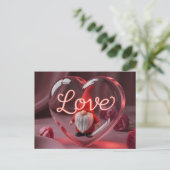 Romantic Gnome in Heart Display with Neon "Love" Postkarte (Stehend Vorderseite)