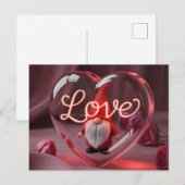 Romantic Gnome in Heart Display with Neon "Love" Postkarte (Vorne/Hinten)