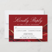 Romantic & Gold Agate Wedding RSVP Card Karte (Vorderseite)