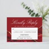 Romantic & Gold Agate Wedding RSVP Card Karte (Stehend Vorderseite)