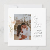 Romantic Gold and Blush Pressed Flowers Photo Einladung (Vorderseite)