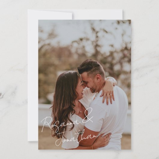 Romantic Gold and Blush Pressed Flowers Photo Save The Date (Rückseite)