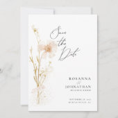 Romantic Gold and Blush Pressed Flowers Save The Date (Vorderseite)