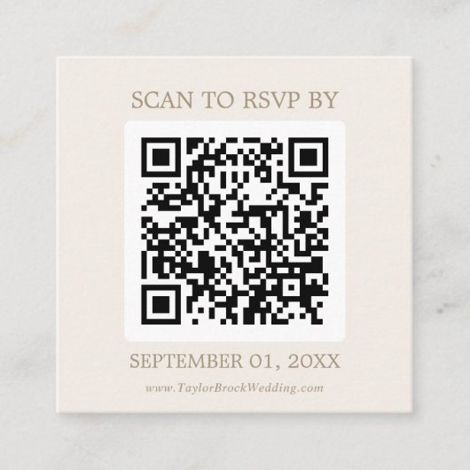 Romantic Gold and Ivory Coordinate QR Code RSVP Begleitkarte (Vorderseite)