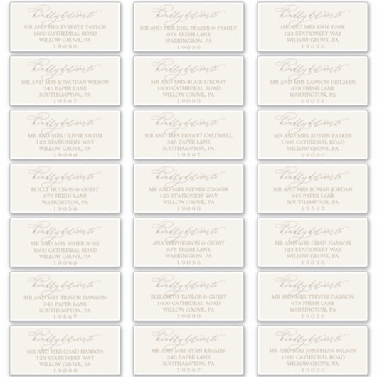 Romantic Gold and Ivory Guest Address Labels (Vorderseite)