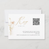 Romantic Gold Blush Wedding Website QR Code  RSVP Karte (Vorderseite)