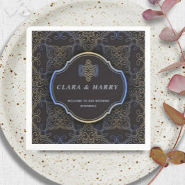  Romantic gold calligraphy flourish wedding  Serviette