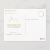 Romantic Gold Calligraphy Navy Blue Vielen Dank Postkarte (Rückseite)