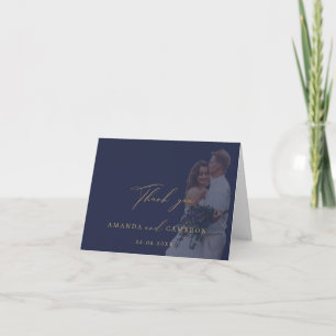 Romantic Gold Calligraphy Navy Hochzeit Vielen Dan Dankeskarte